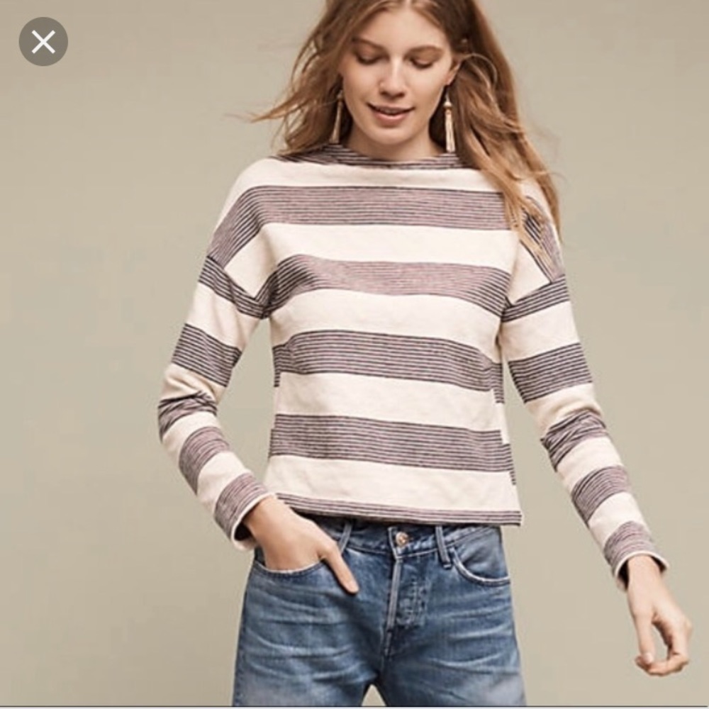 Anthropologie Saborie Striped Sweatshirt